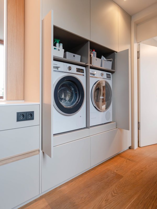 Bathroom cabinet Wall unit Washing machine Dryer Beige