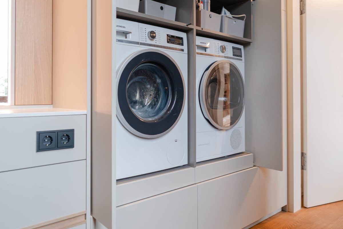 Bathroom cabinet Wall unit Washing machine Dryer Beige