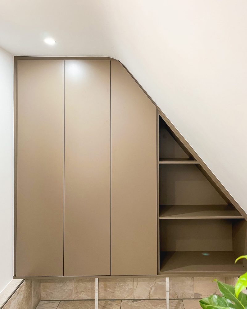 Sloping roof cupboard brown