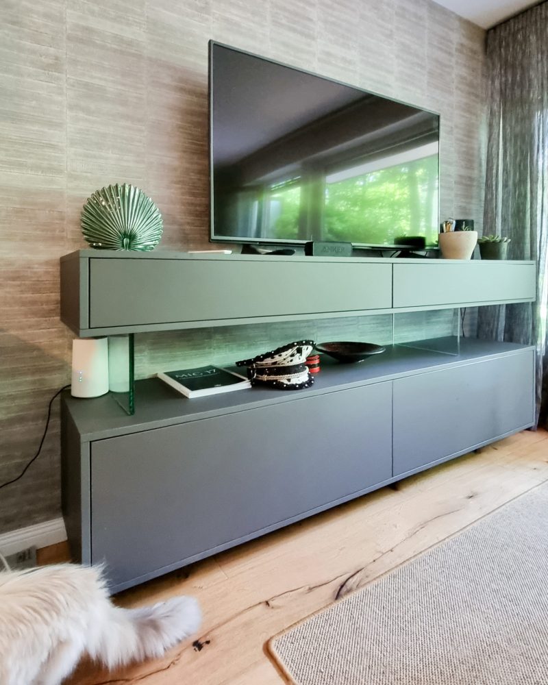 Sideboard with glass wall black TV living room cabinet