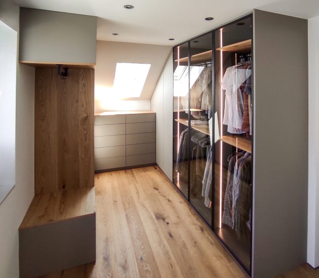 Begehbare moderner Ankleide mit Glastüren