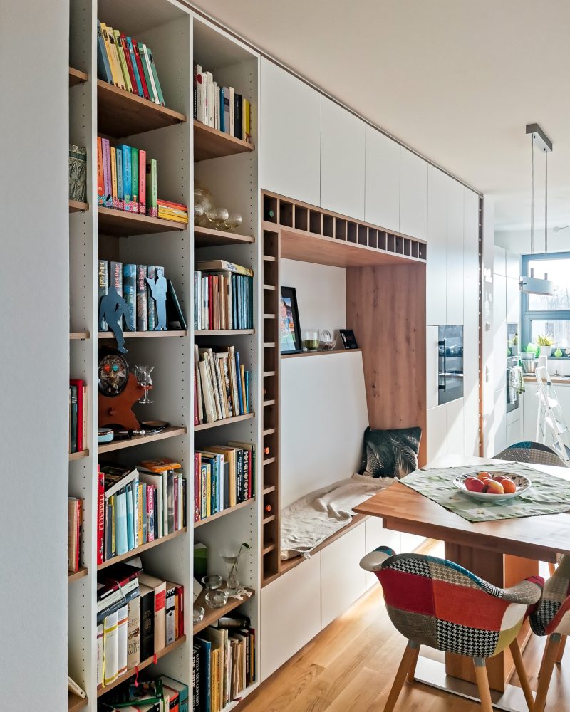 Living Room Cabinet with Seating Nook
