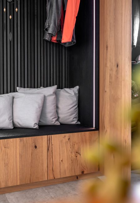 Black Wardrobe with Textured Charcoal Oak Finish and LED Lighting
