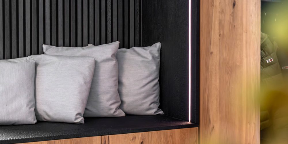 Black Wardrobe with Textured Charcoal Oak Finish and LED Lighting