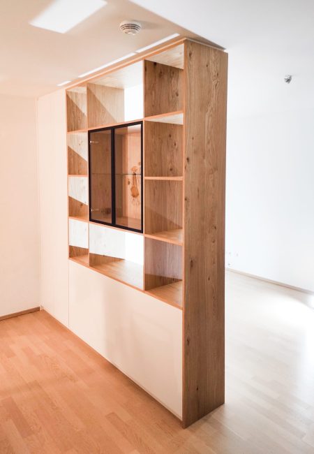 "Wild" Oak Room Divider with Open Shelves