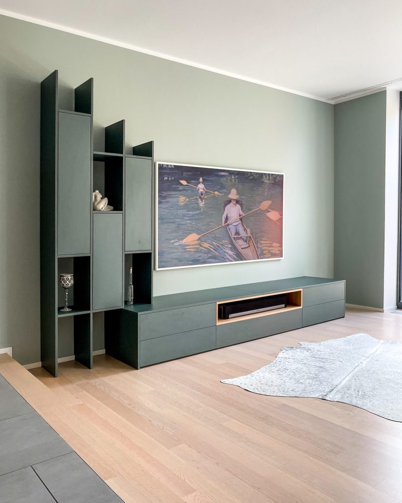 Stone green asymmetrical wall unit